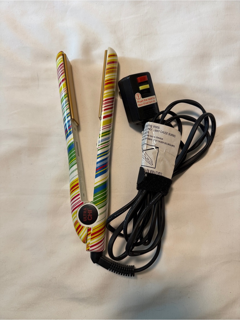 CHI Ultra GF1336 LED Ceramic Flat Iron Rainbow Stripe Tested Works
